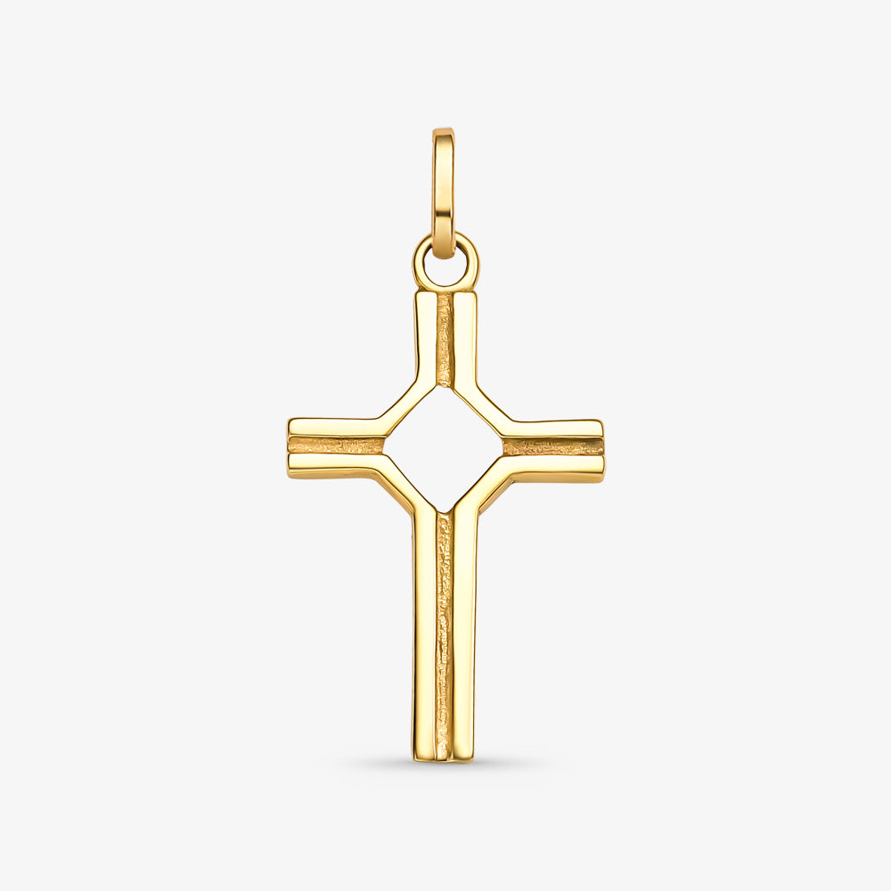 Pingente Cruz Trabalhada em Ouro Amarelo 18K