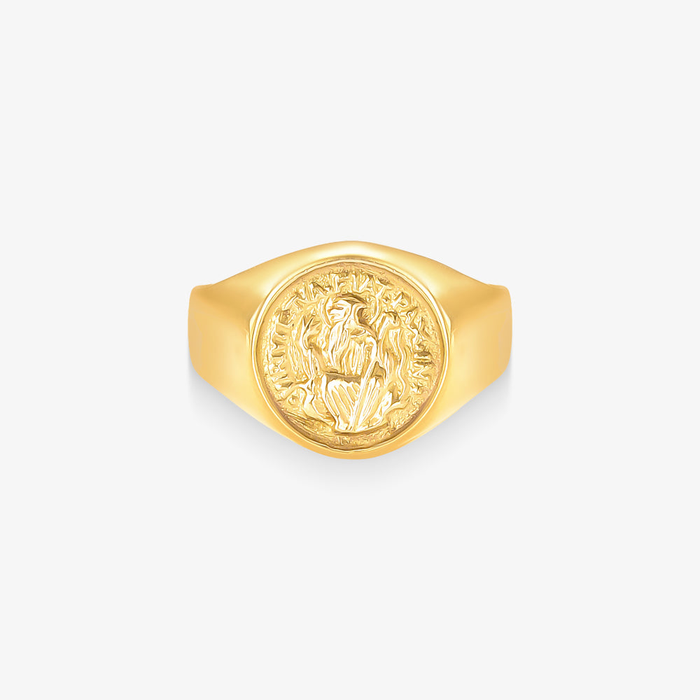 Anel São Bento Redondo em Ouro Amarelo 18K