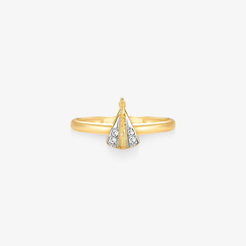 Anel N.Sra. Aparecida em Ouro Amarelo 18K