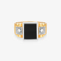 Anel Mestre com Diamantes e Ônix Natural em Ouro Amarelo 18K