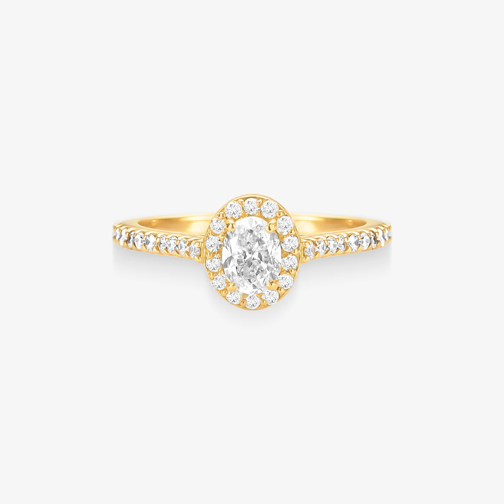 Anel Solitário Celeste com Diamante em Ouro Amarelo 18K