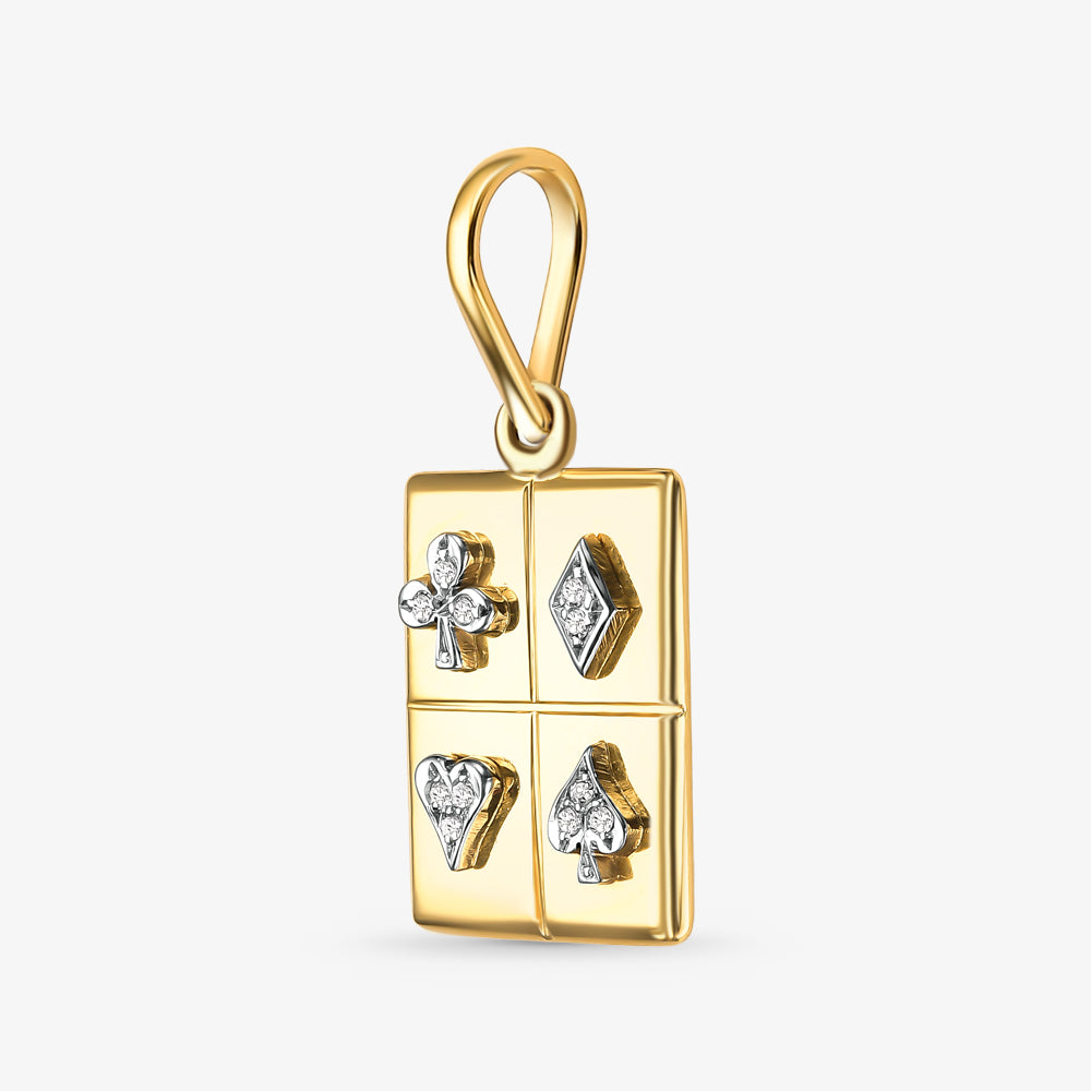 Pingente Cartas com Diamantes em Ouro Amarelo 18K