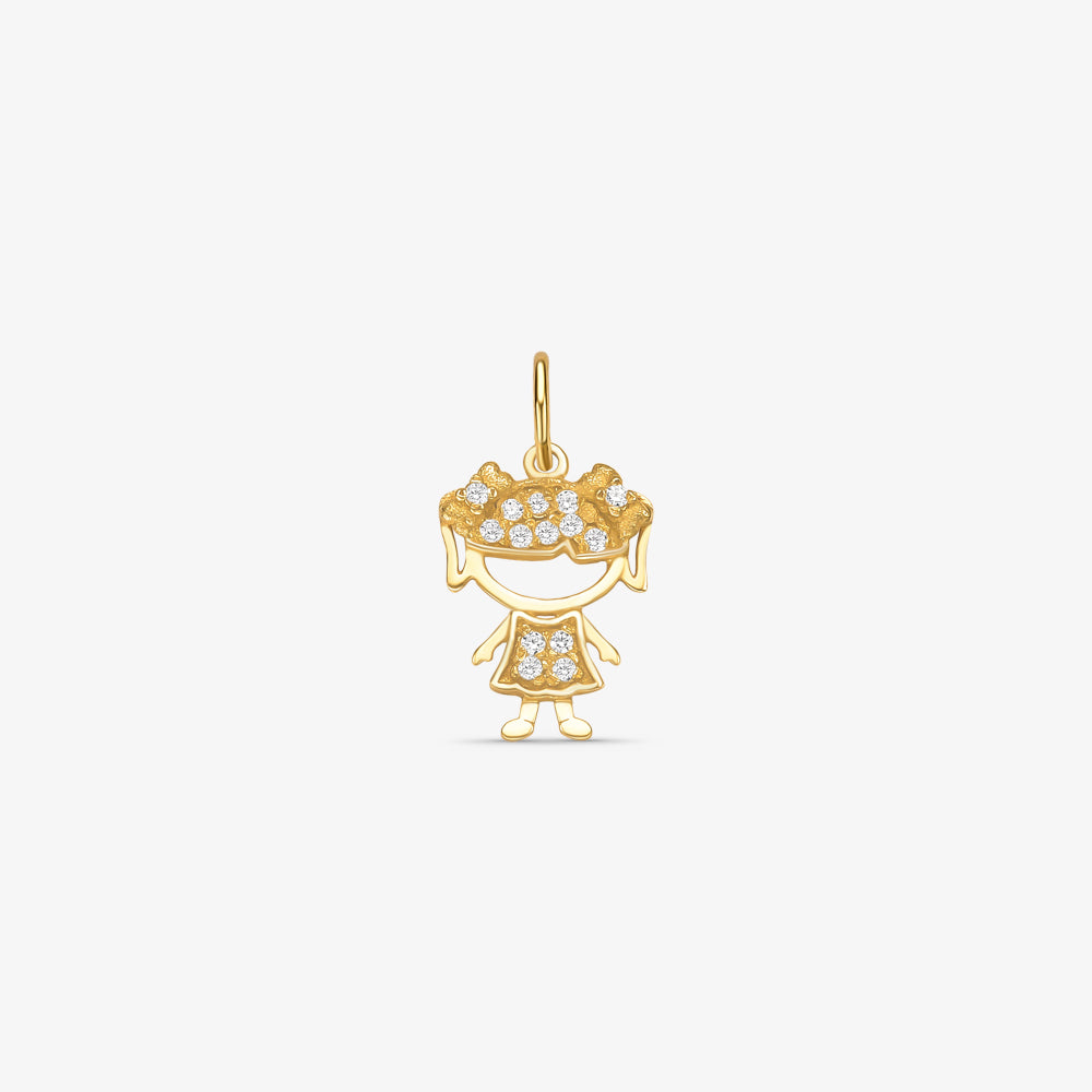 Pingente Menina com Pedra em Ouro Amarelo 18K