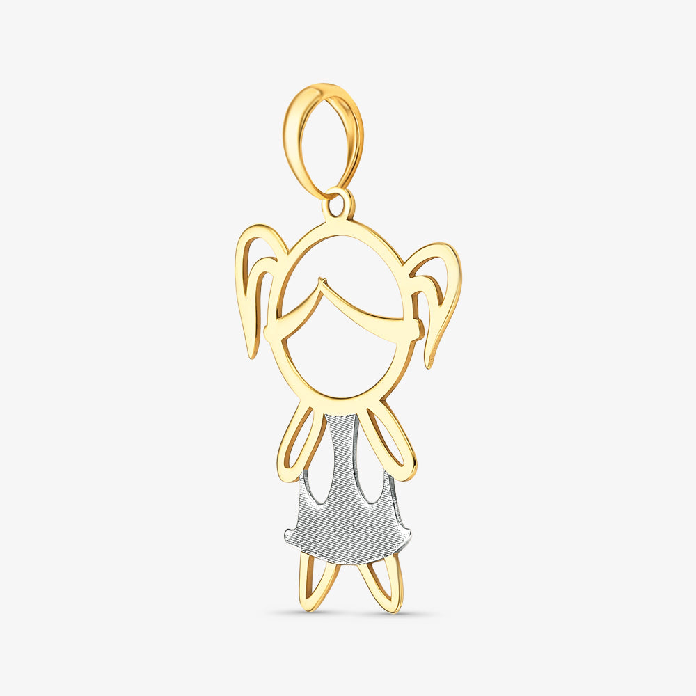 Pingente Menina Laser em Ouro Amarelo 18K
