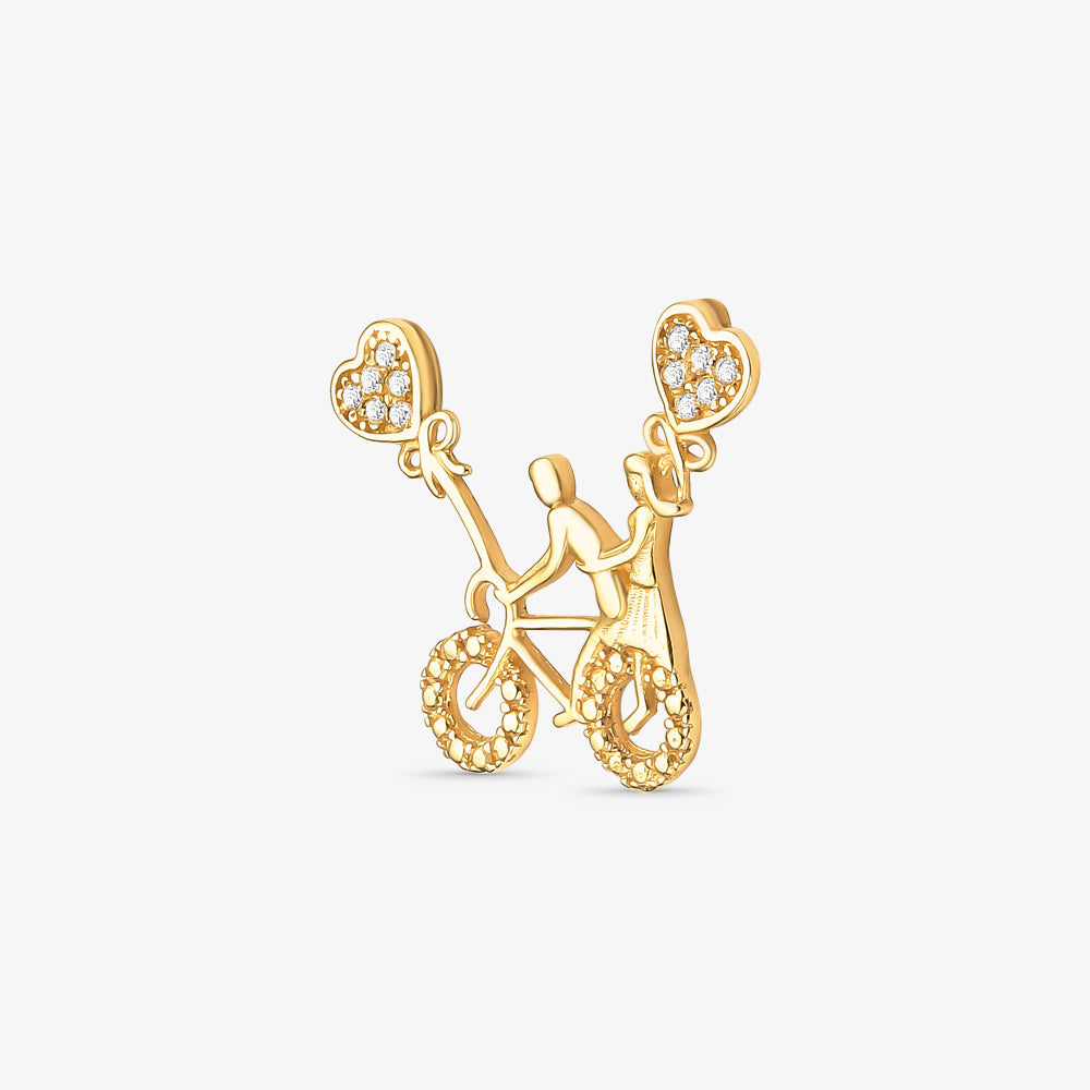 Pingente Casal Bicicleta com Pedras em Ouro Amarelo 18K