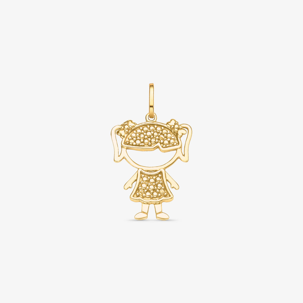 Pingente Menina Chiquinha-G Dourada em Ouro Amarelo 18K
