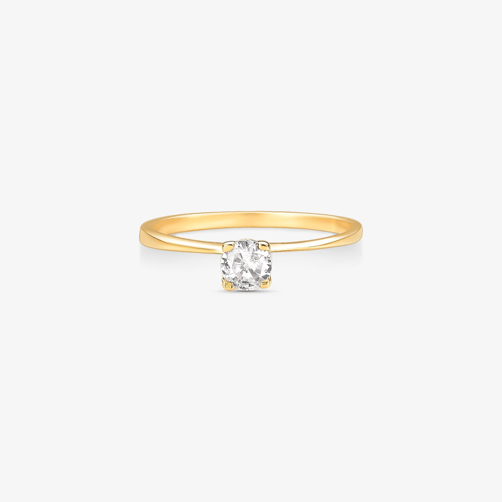 Anel Solitário Virtude em Ouro Amarelo 18K