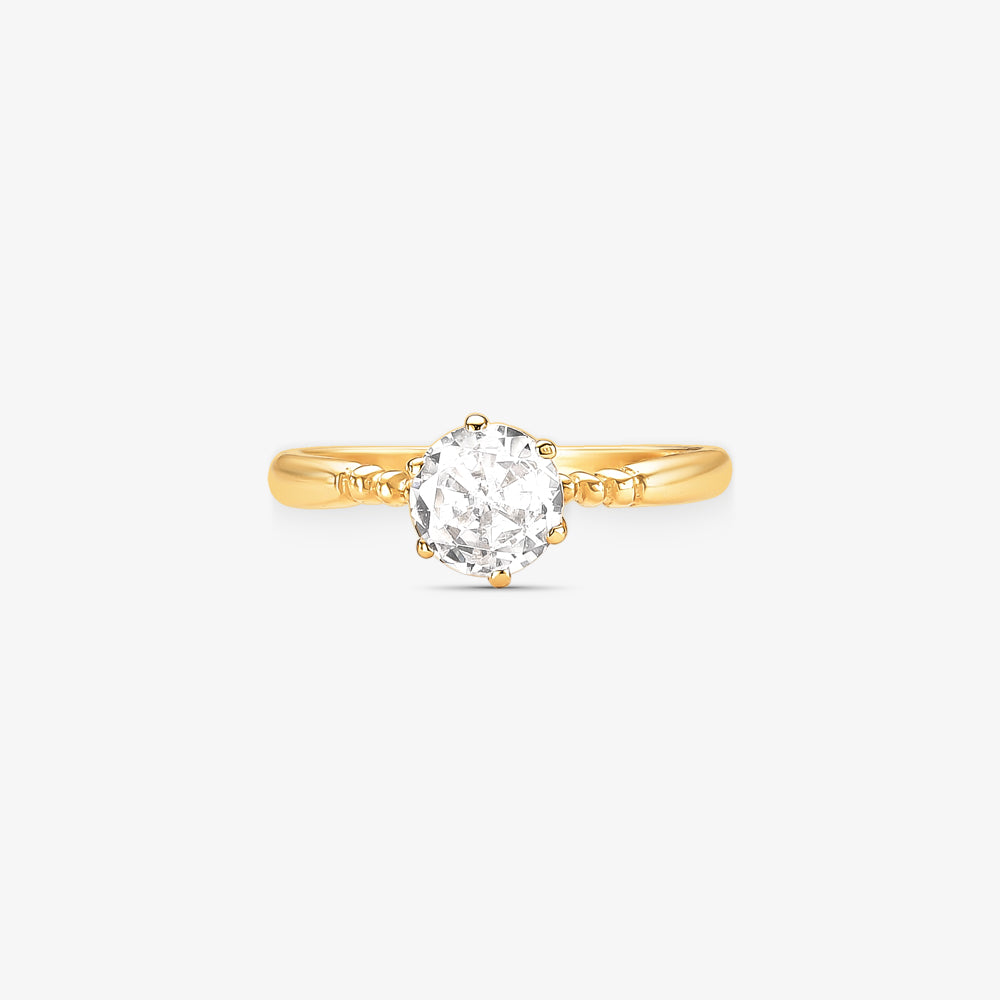 Anel Solitário Viva em Ouro Amarelo 18K