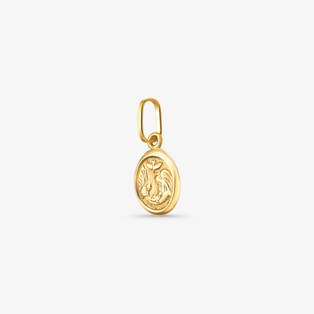 Pingente Medalha PP Batismo em Ouro Amarelo 18K