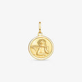 Pingente Medalha M Anjo Pensador em Ouro Amarelo 18K