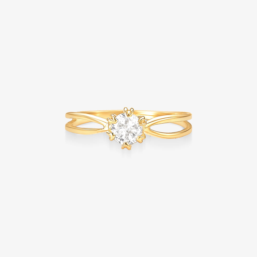 Anel Solitário Brilho I em Ouro Amarelo 18K