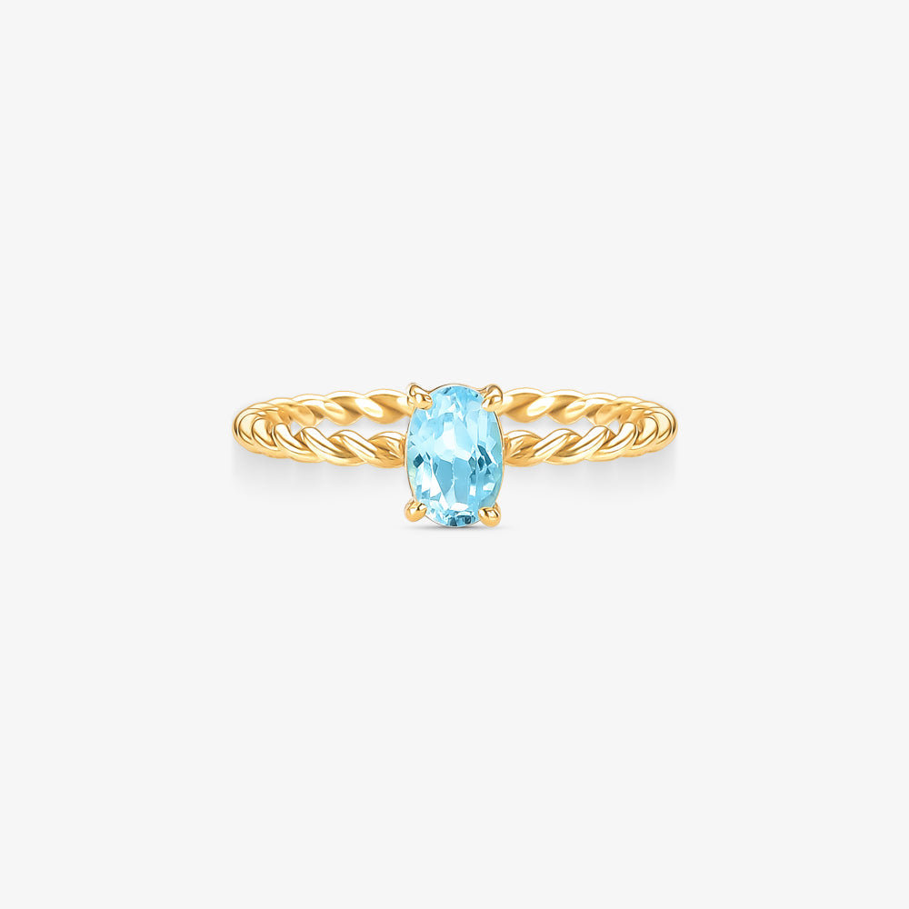 Anel com Água Marinha Natural em Ouro Amarelo 18K