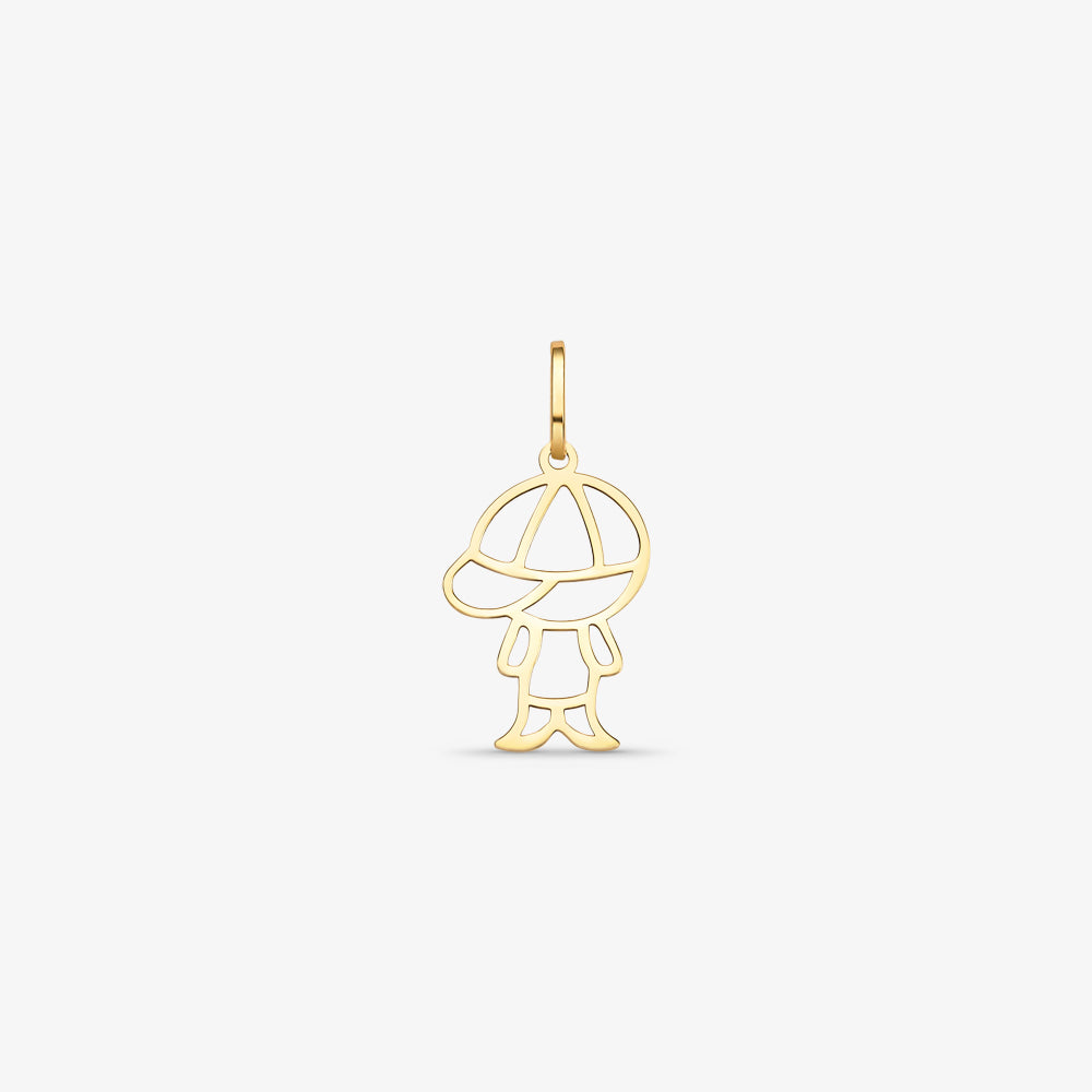 Pingente Menino Vazado Laser em Ouro Amarelo 18K