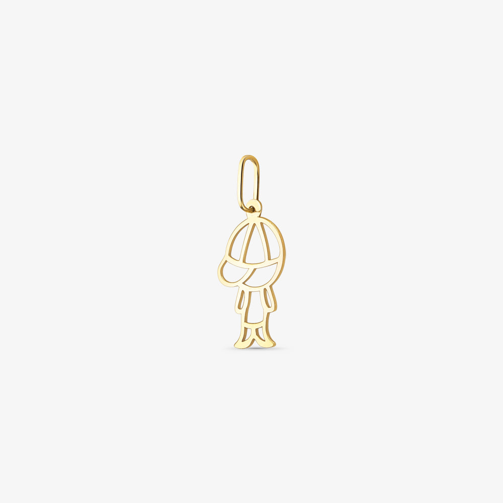 Pingente Menino Vazado Laser em Ouro Amarelo 18K