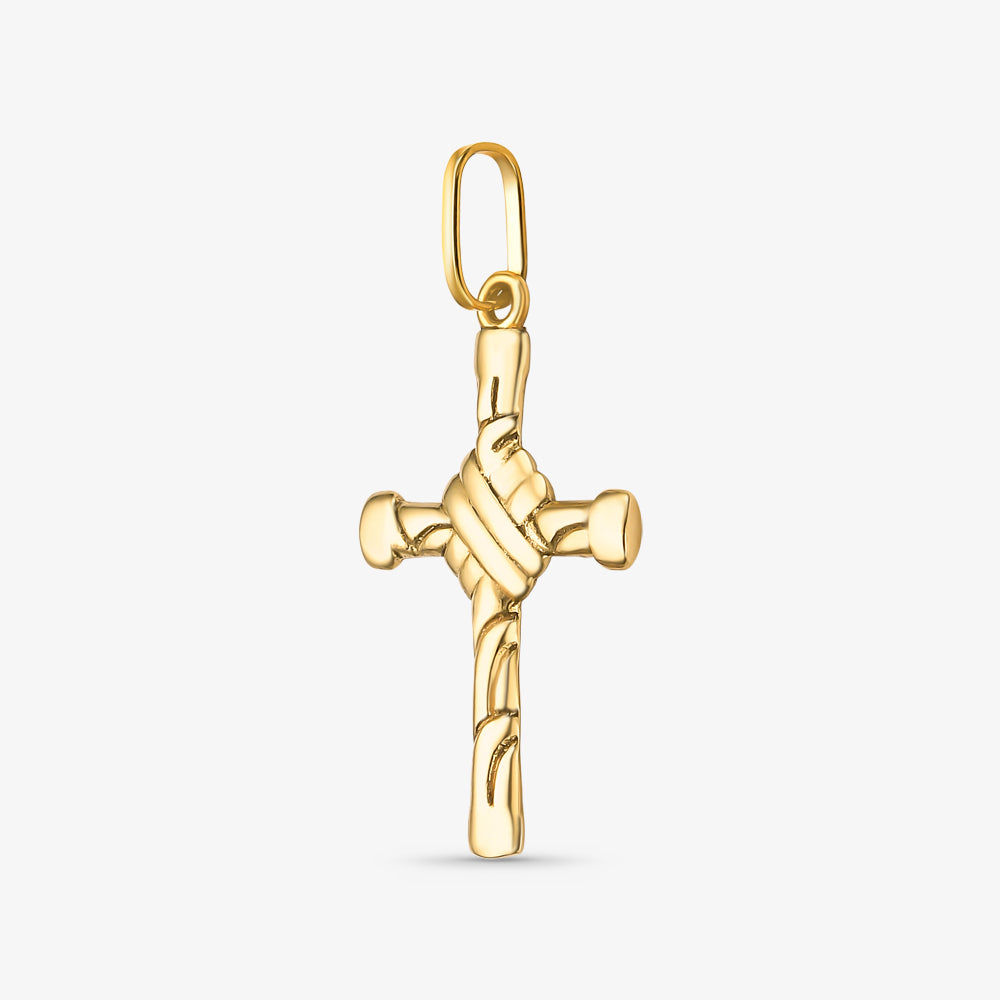 Pingente Cruz Trabalhada em Ouro Amarelo 18K