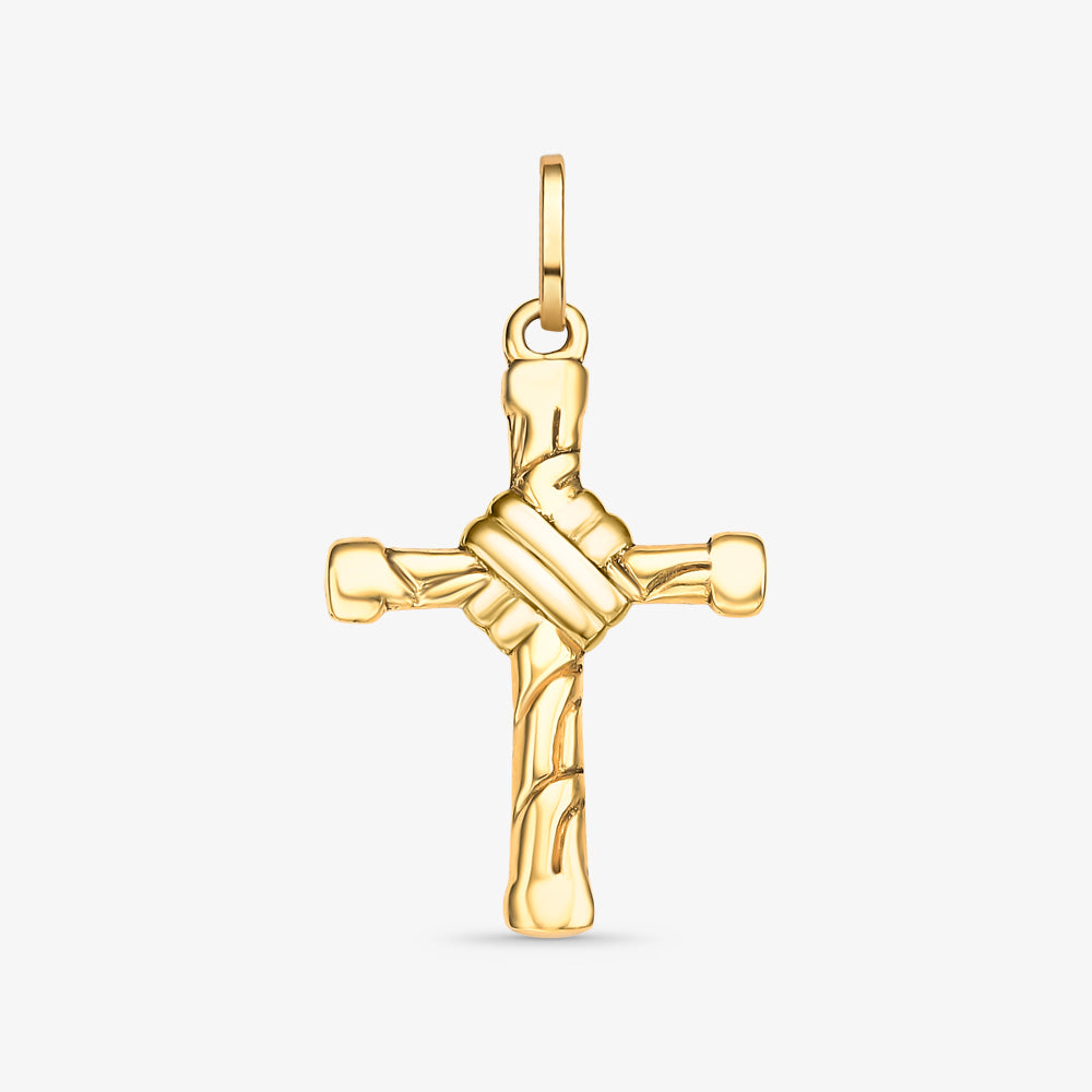Pingente Cruz Trabalhada em Ouro Amarelo 18K