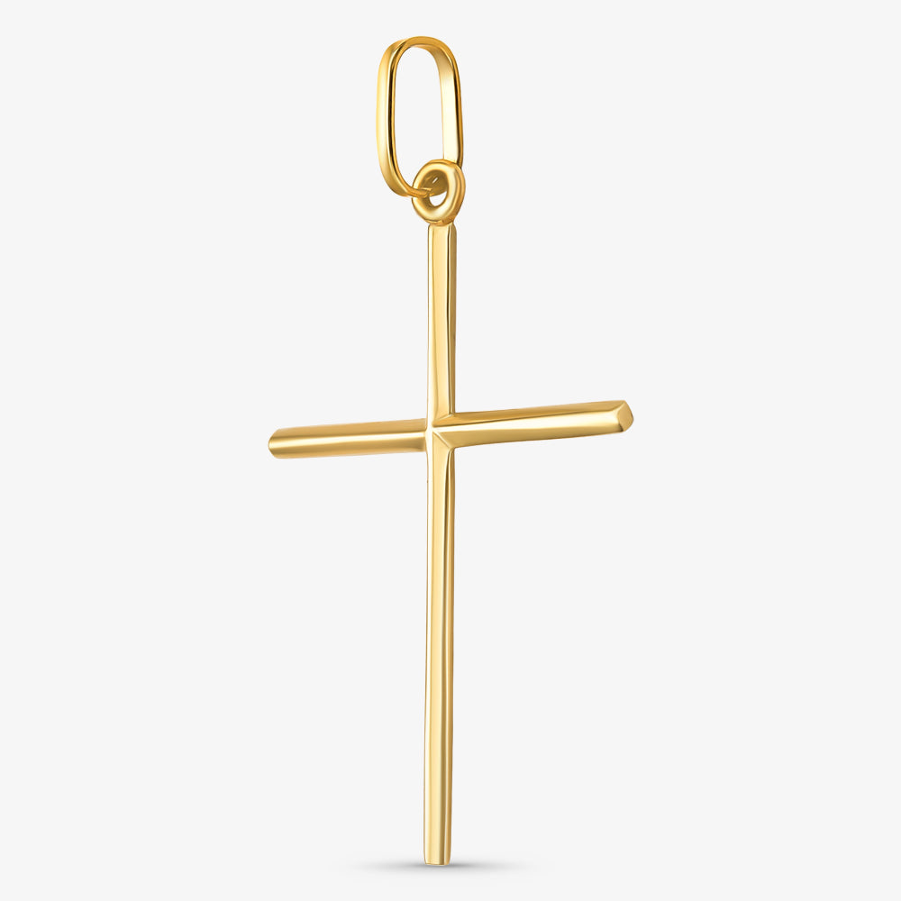 Pingente Cruz Chanfrada Grande em Ouro Amarelo 18K