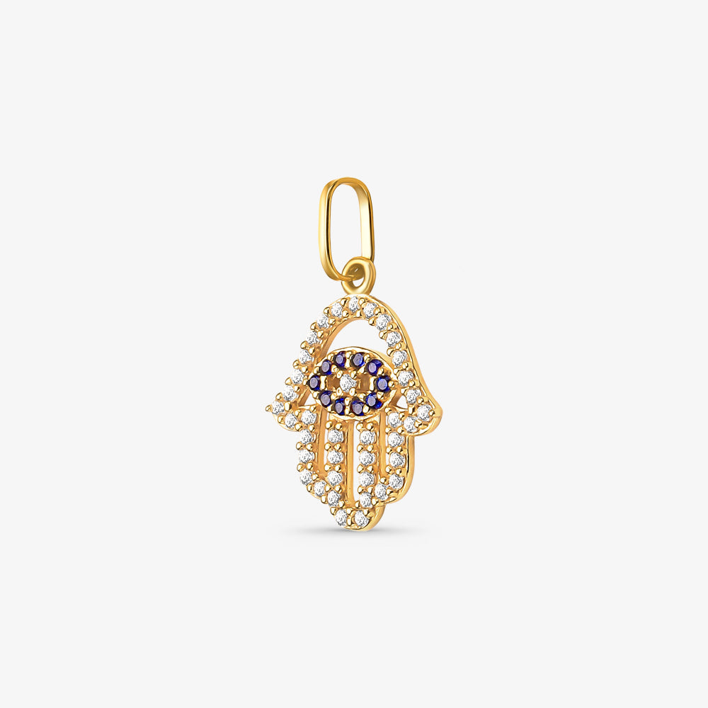 Pingente Mão de Fátima com Pedras em Ouro Amarelo 18K