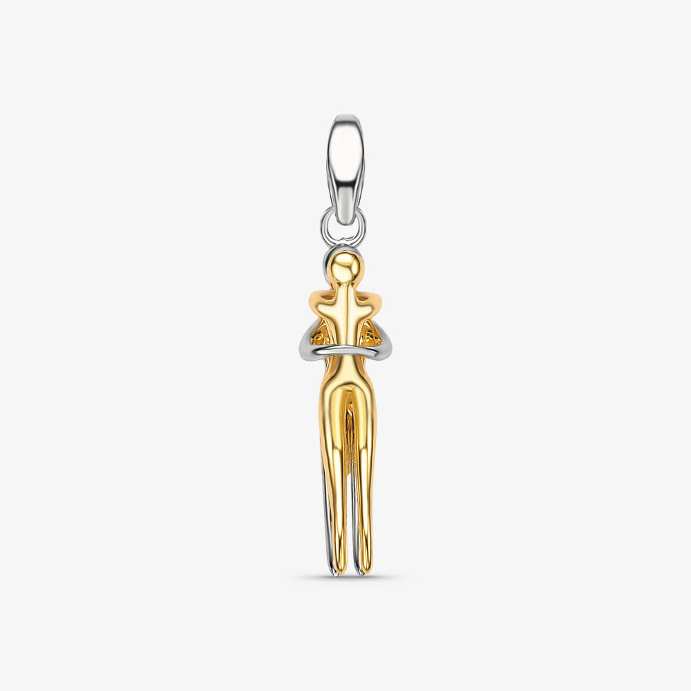 Pingente Casal Abraço Bicolor em Ouro 18K