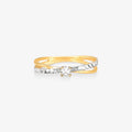 Anel Solitário Bicolor Estampado em Ouro Amarelo 18K