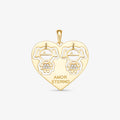 Pingente 2 Meninas com Pedra Coração Amor Eterno em Ouro Amarelo 18K