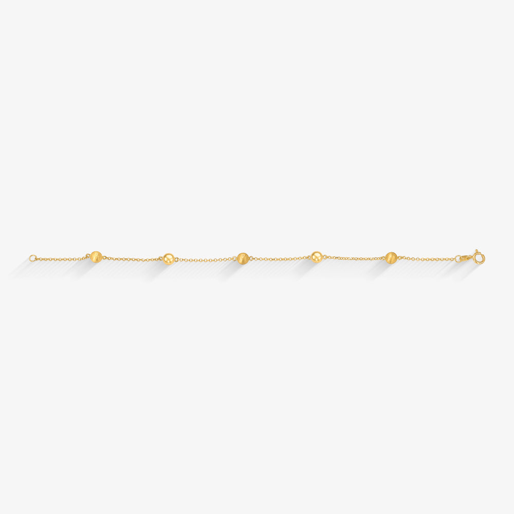 Pulseira Bola Lisa/Fosca em Ouro Amarelo 18K, 5mm, 19cm