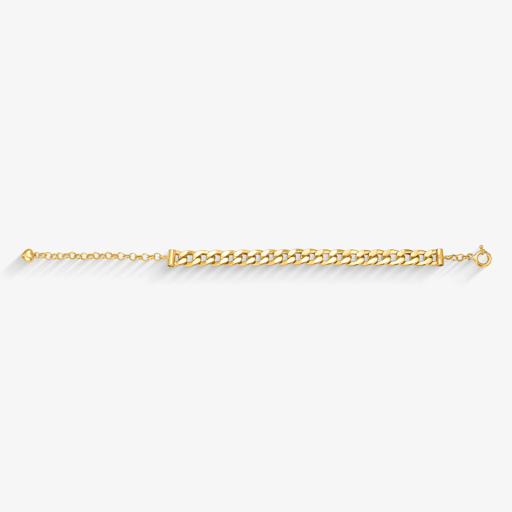 Pulseira Grumet Oca + Elo com Coração em Ouro Amarelo 18K, 20cm