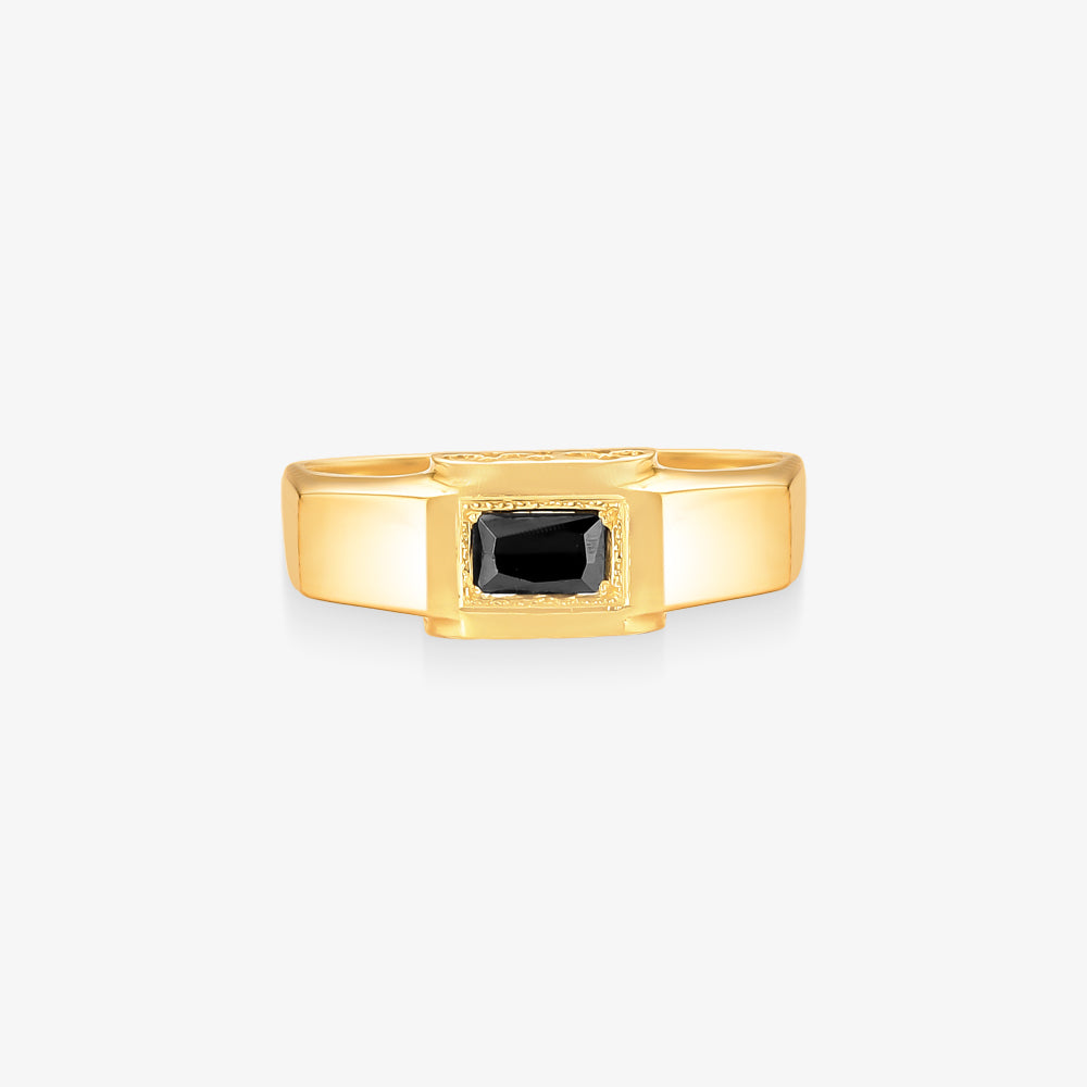 Anel Triunfo com Ônix Natural em Ouro Amarelo 18K