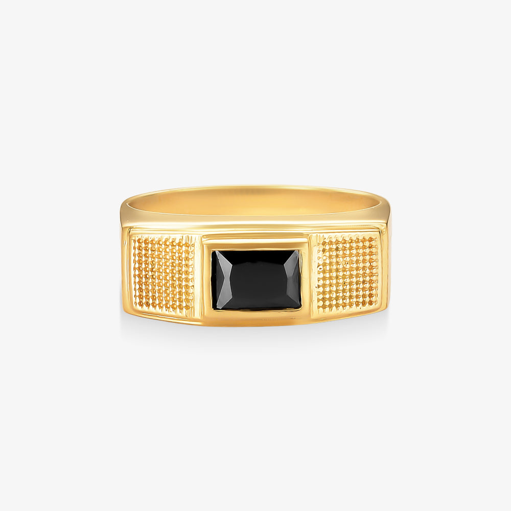 Anel Supremo com Ônix Natural em Ouro Amarelo 18K