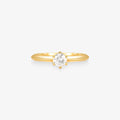 Anel Solitário Brilho V com Diamantes em Ouro Amarelo 18K