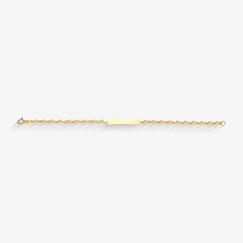 Pulseira Infantil Chapinha Bolas em Ouro Amarelo 18K