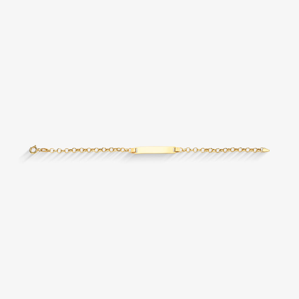 Pulseira Infantil Chapinha Elo Português em Ouro Amarelo 18K