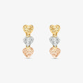 Brinco Trio Coração Tricolor em Ouro 18K