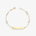 Pulseira Infantil Chapa Retangular com Pedra em Ouro Amarelo 18K