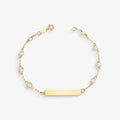 Pulseira Infantil Chapa Retangular com Pedras em Ouro Amarelo 18K