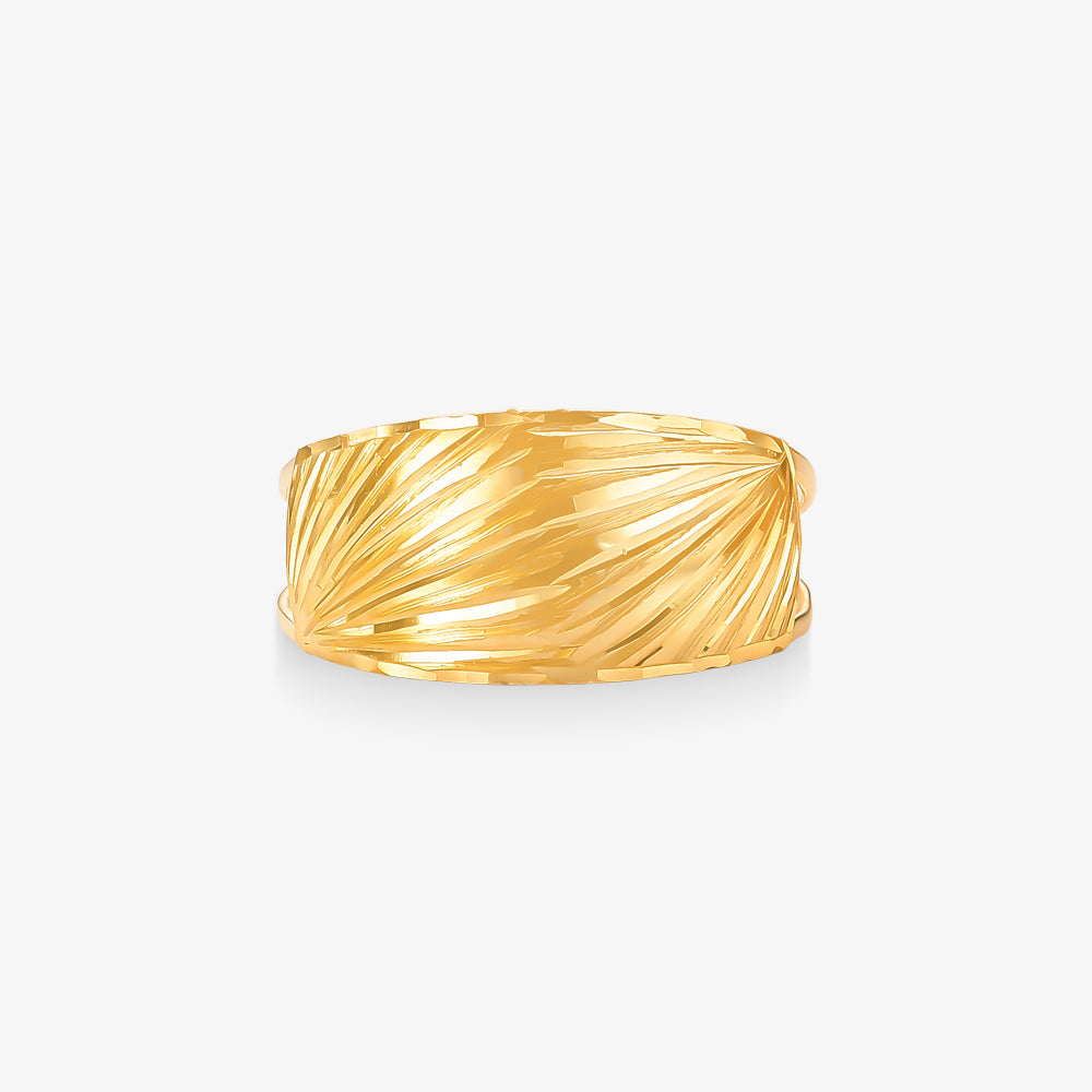 Anel Estamparia Chapa Riscada em Ouro Amarelo 18K