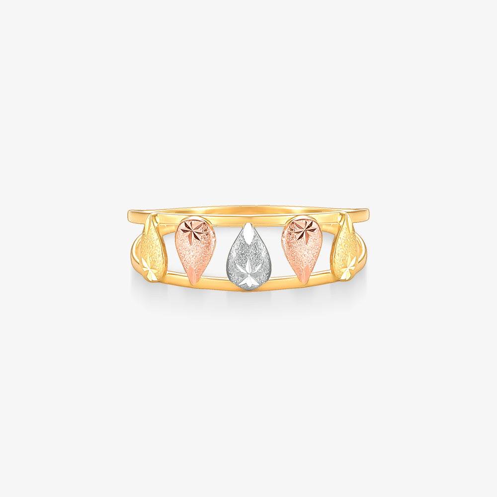 Anel Estamparia Gota Tricolor em Ouro Amarelo 18K