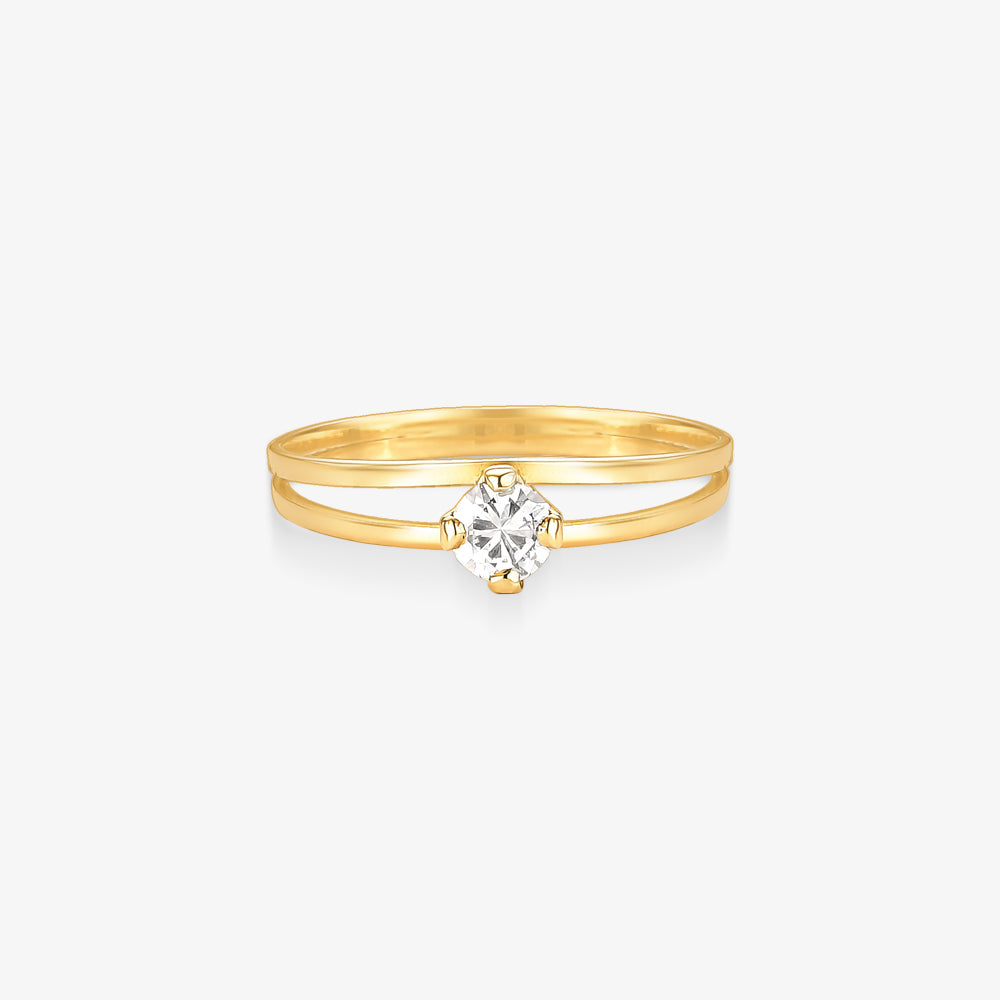 Anel Solitário Preciosa em Ouro Amarelo 18K