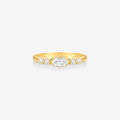 Anel Solitário Navete com Diamante em Ouro Amarelo 18K