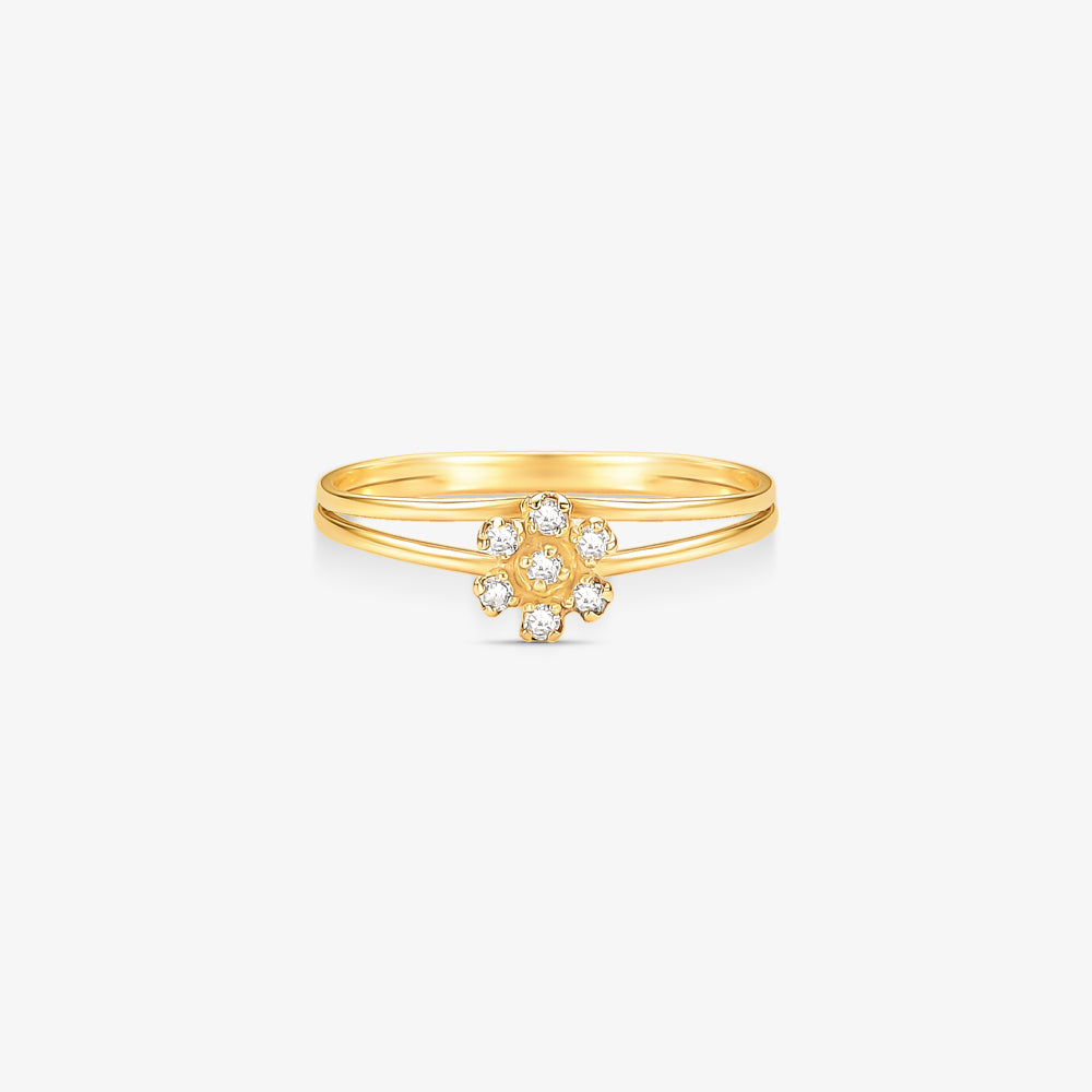 Anel Solitário Victoria com Diamantes em Ouro Amarelo 18K