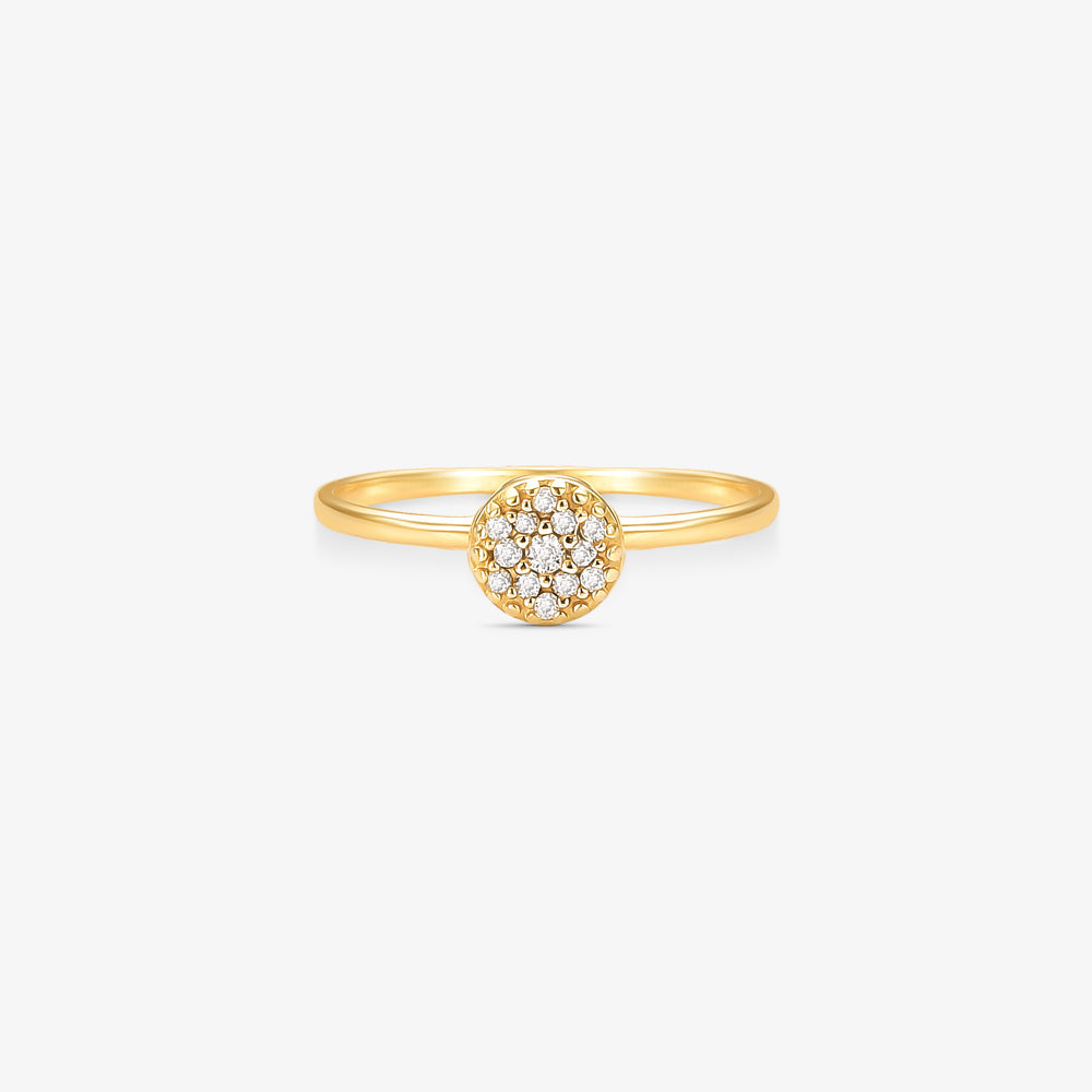 Anel Solitário Mel com Diamantes em Ouro Amarelo 18K