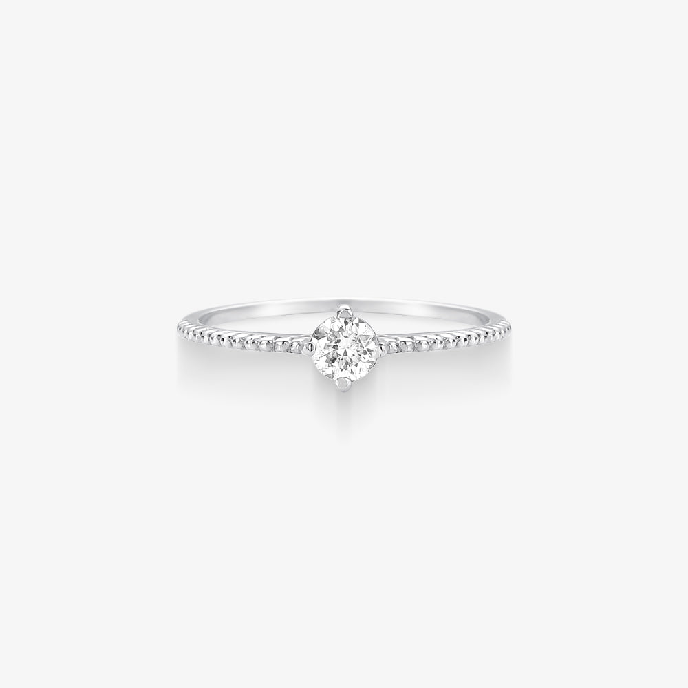 Anel Solitário Lumina com Diamante em Ouro Branco 18K
