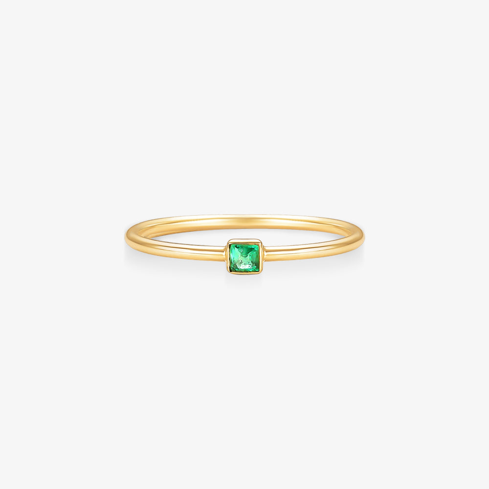 Anel Jasmim com Esmeralda Natural em Ouro Amarelo 18K