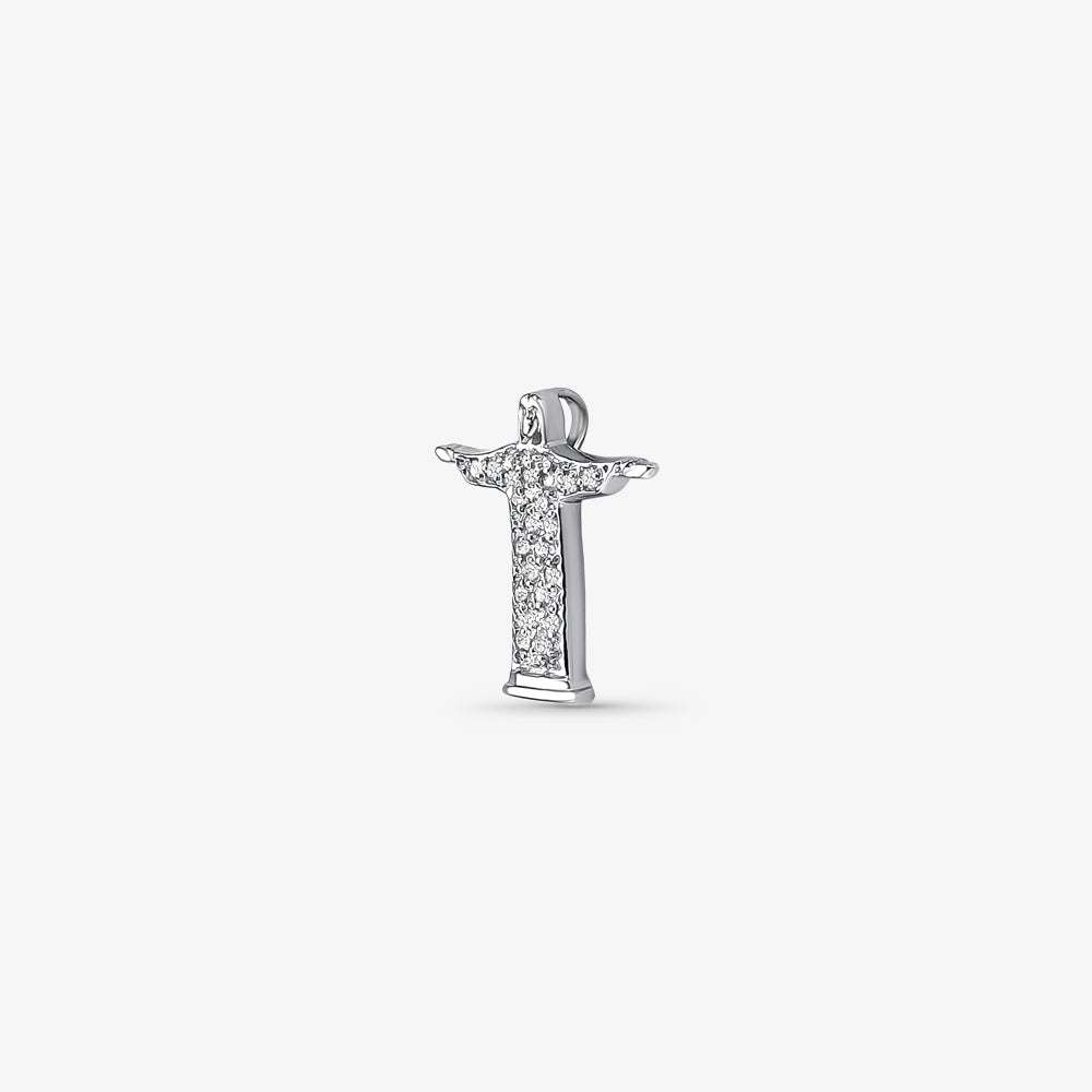 Pingente Cristo Redentor com Diamantes em Ouro Branco 18K