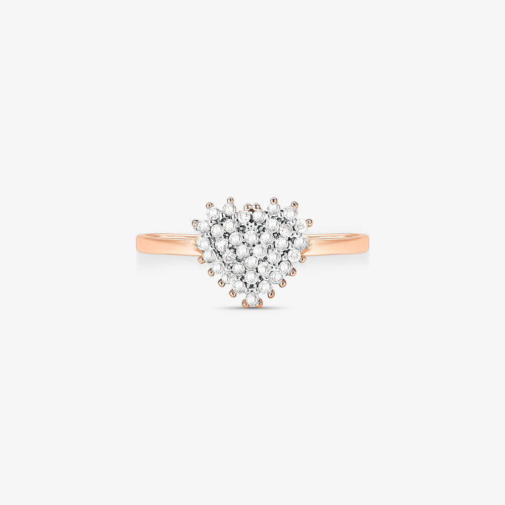 Anel Coração VL com Diamantes em Ouro Rosé 18K