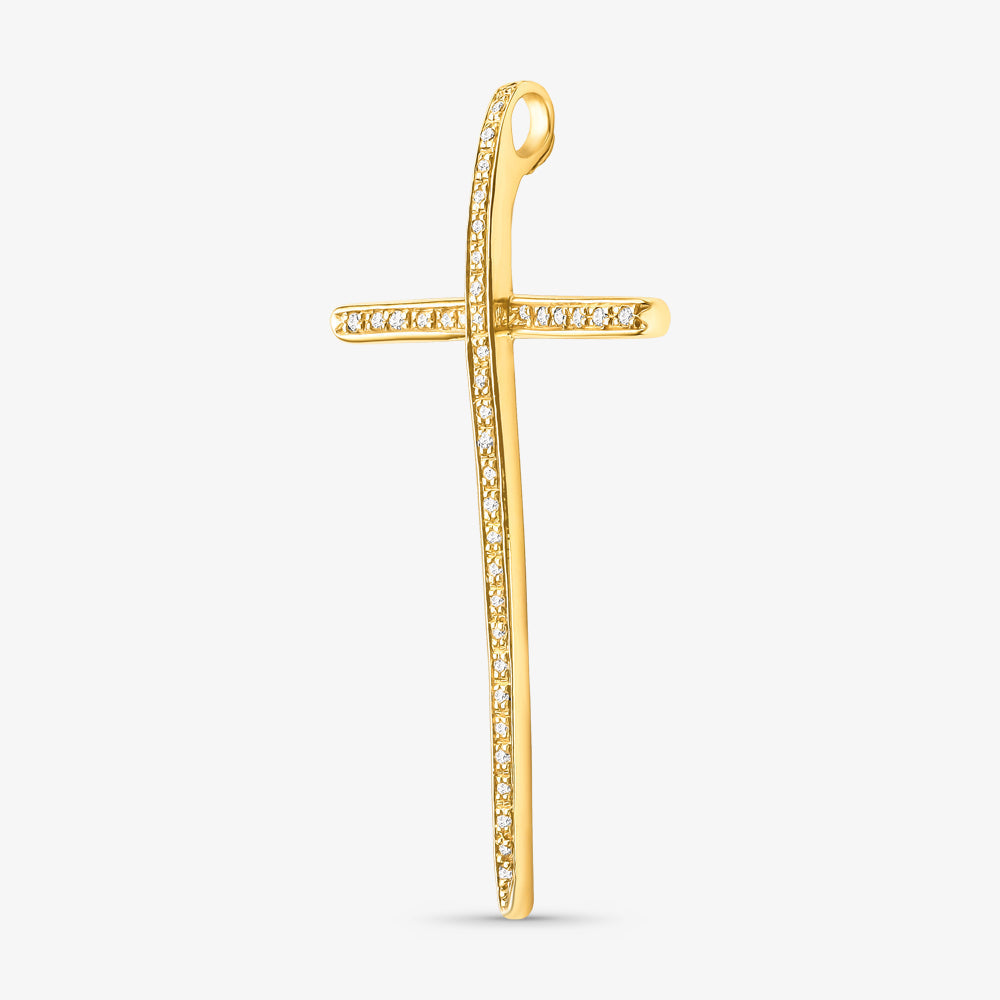 Pingente Cruz com Diamantes em Ouro Amarelo 18K