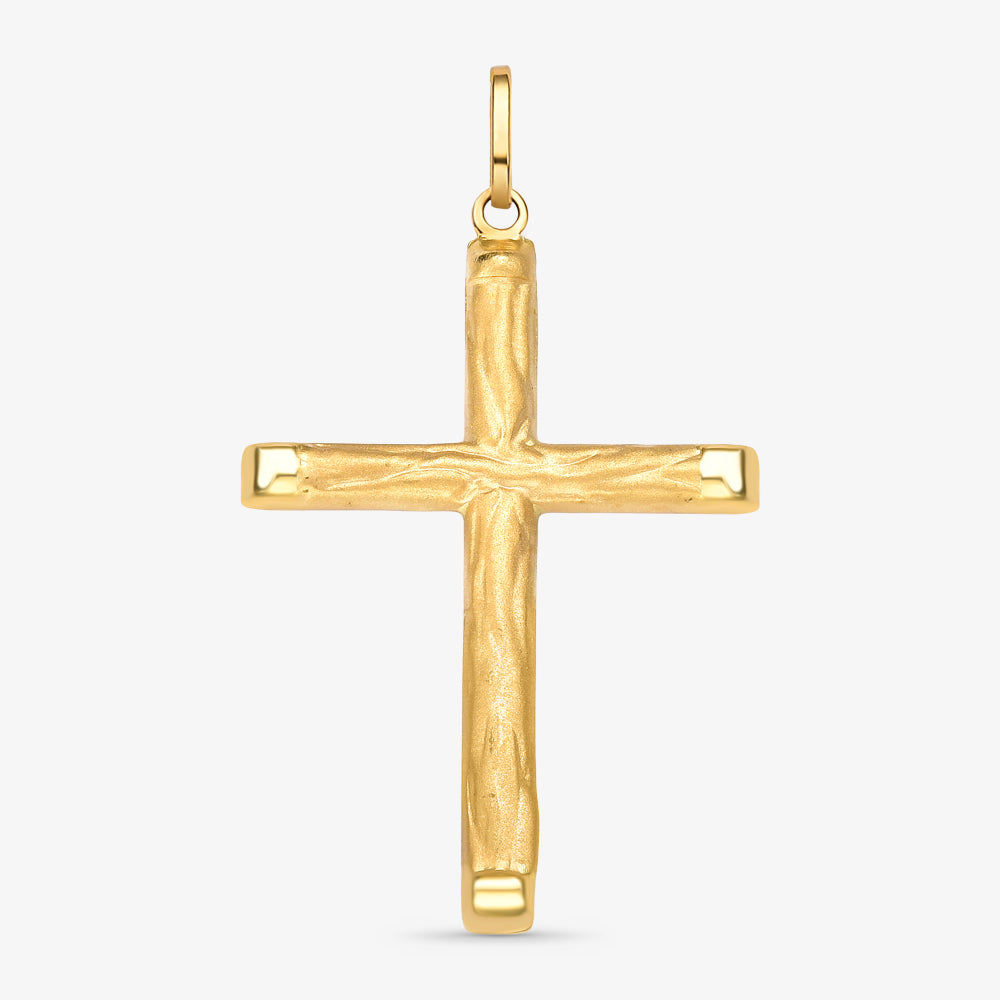 Pingente Cruz Grande Trabalhada em Ouro Amarelo 18K