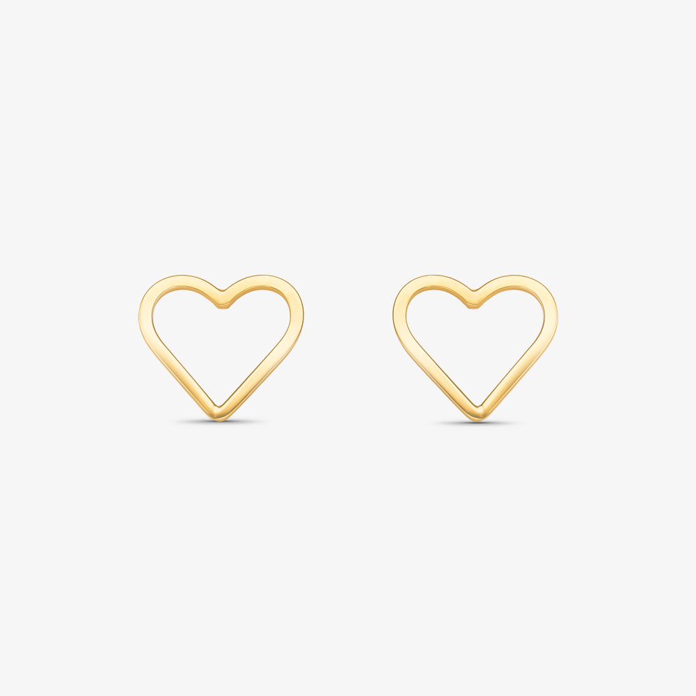 Brinco Coração Vazado em Ouro Amarelo 18K