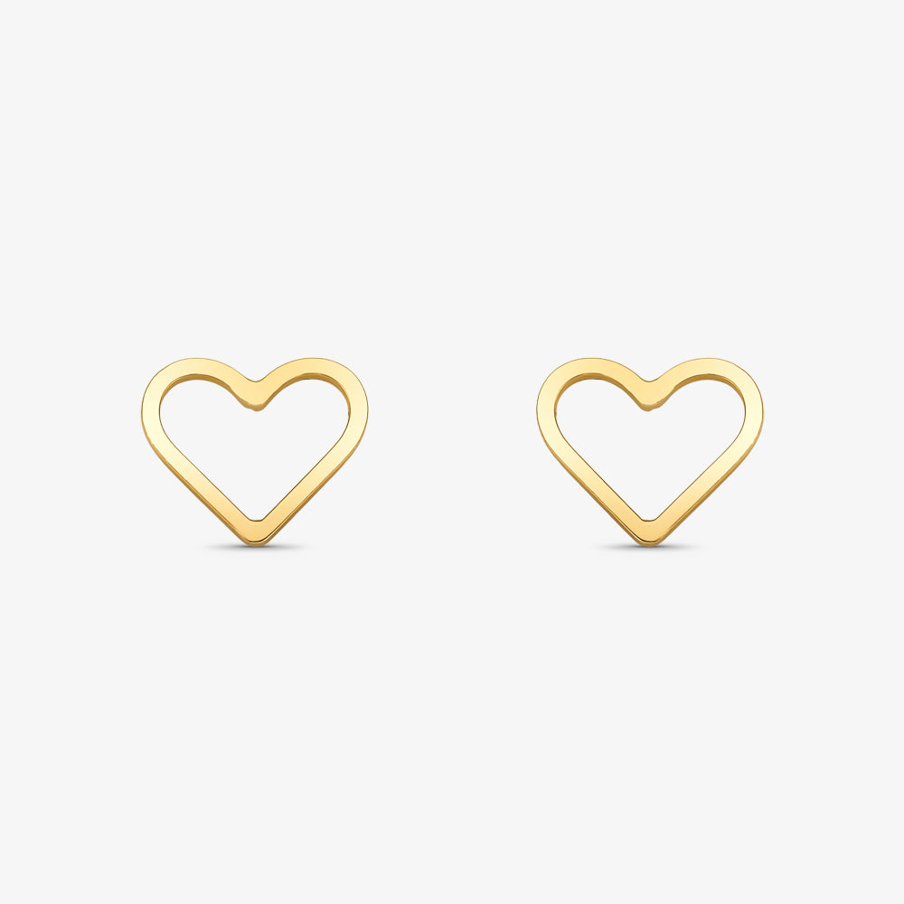 Brinco Coração Vazado em Ouro Amarelo 18K