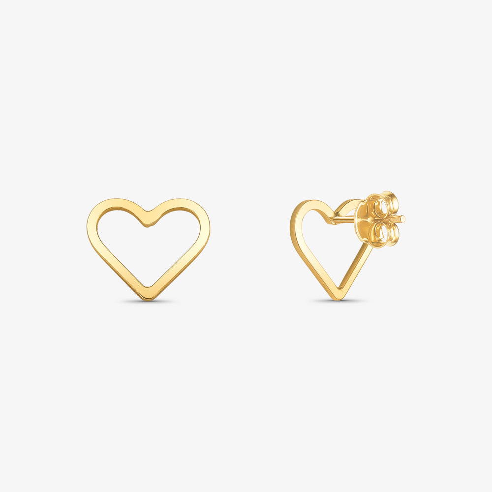 Brinco Coração Vazado em Ouro Amarelo 18K